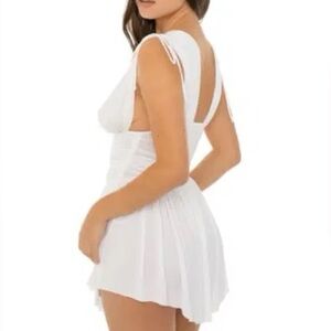 12th Tribe white mesh Marilyn deep cut mini dress Women’s size XS